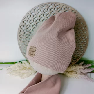 Czapka Beanie prążek Beżowa wiosna/jesień