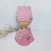 Czapka i chustka z uszkami pudrowy róż 42-48 cm - obrazek 3